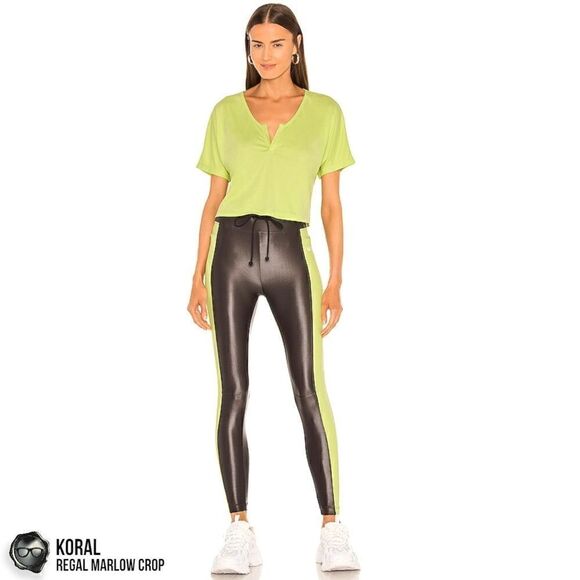 KORAL REGAL MARLOW CROP TOP IN CITRINA NEON YELLOW GREEN WORKOUT TEE SIZE SMALL - Picture 15 of 15